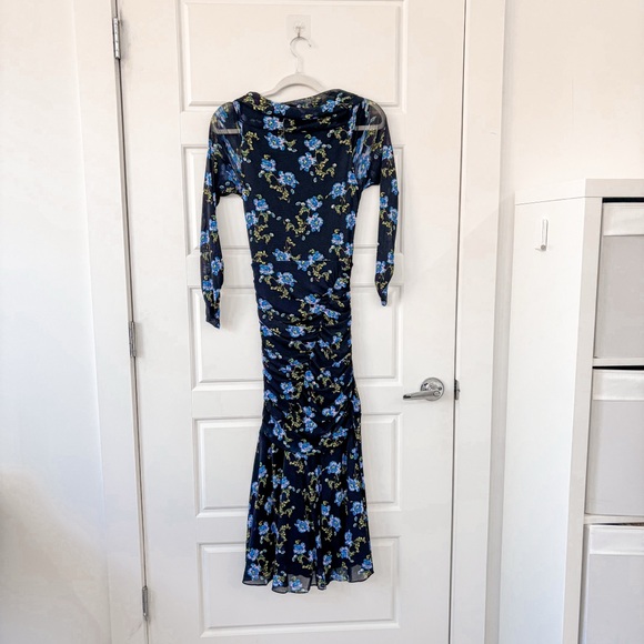 DVF Diane Von Furstenberg Rochelle Floral Long Sleeve Mesh Midi Dress - Picture 6 of 8
